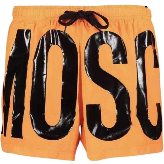 Moschino Heren Polyester Zwemshort met Logo (Licht Oranje)
