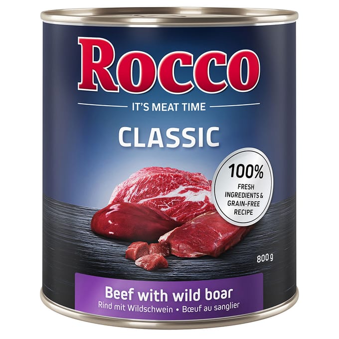 Voordeelpakket Rocco Classic 12 x 800 g Hondenvoer - Rund met Wild Zwijn