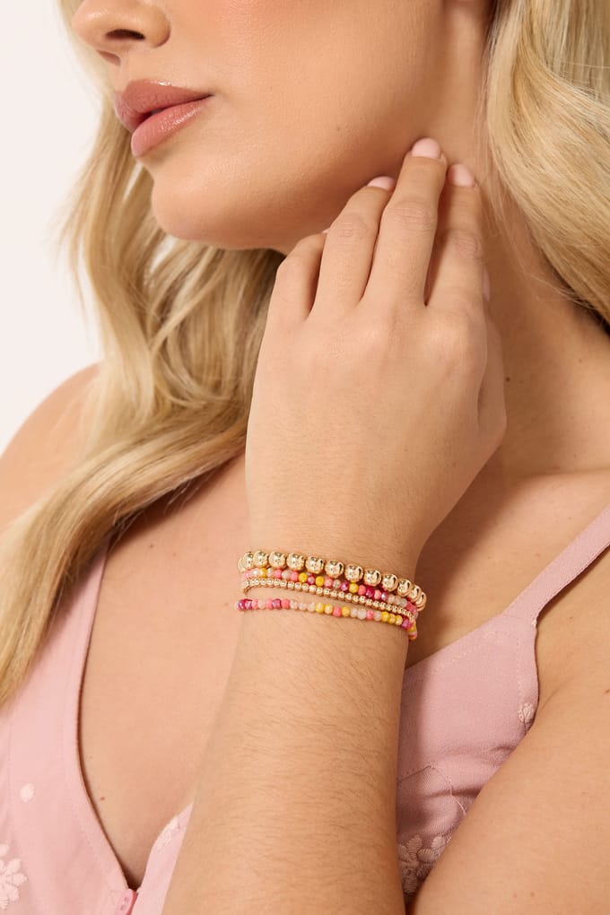 Yours 4Pack Elastische Kralenarmbandensize One Size