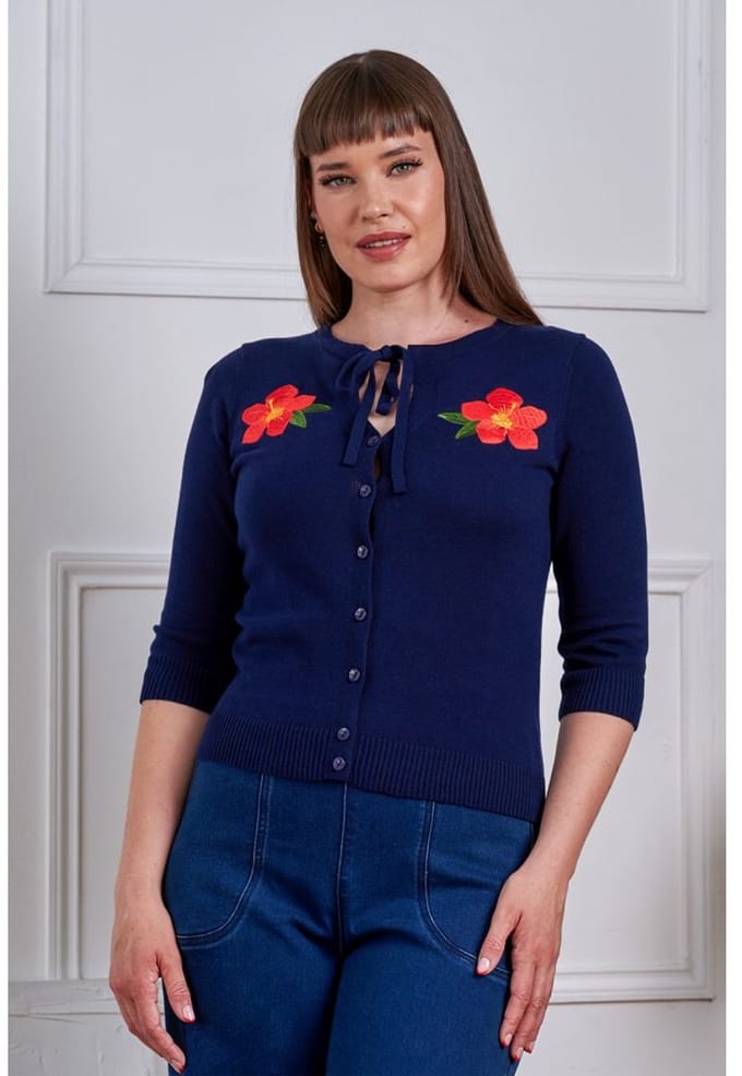 Banned - Fei Tropical Summer Cardigan - L - Donkerblauw