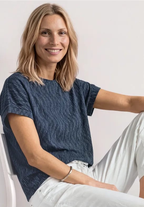 Shirt met Silk-Look en ronde hals