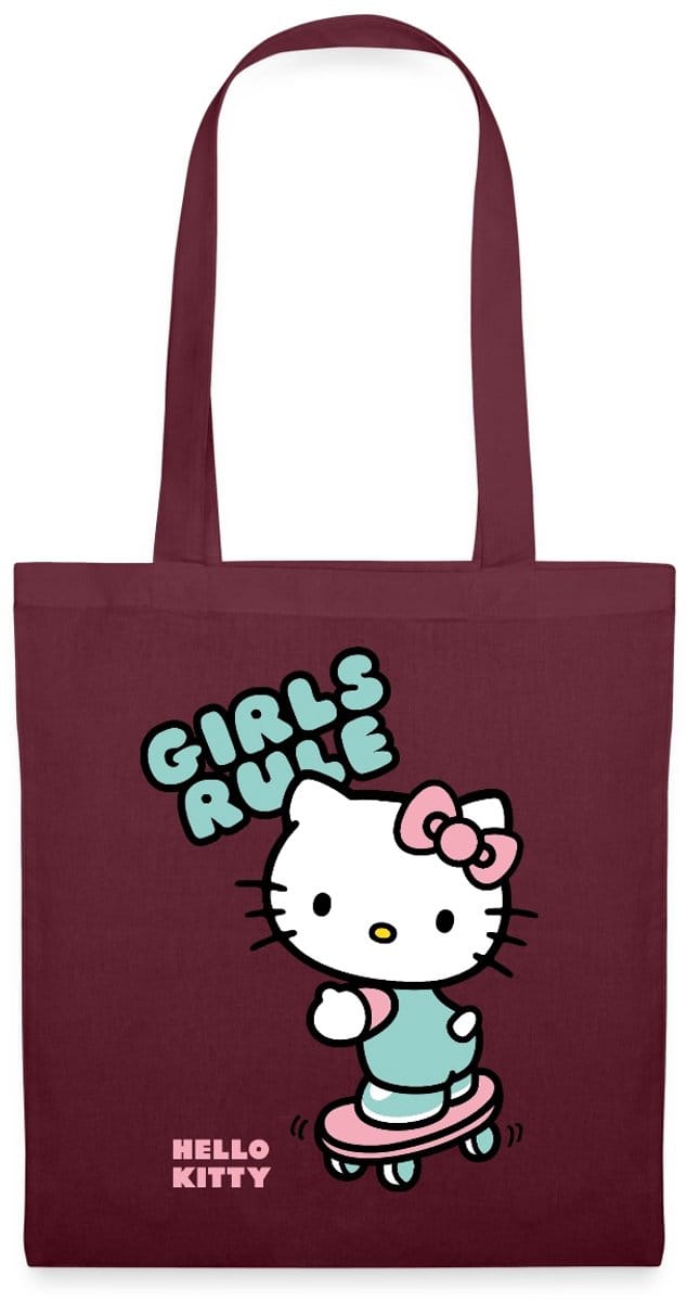 Hello Kitty Op Een Skateboard Met Girls Rules Tas Van Stof Schoudertas