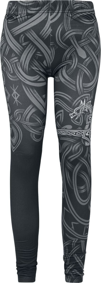 Black Premium by EMP Zwarte legging met print en elastische tailleband - Dames - M