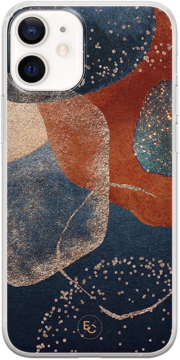 Hoesje geschikt voor iPhone 12 Mini - Abstract Terracotta - Soft Case - TPU - Print - Multi - ELLECHIQ