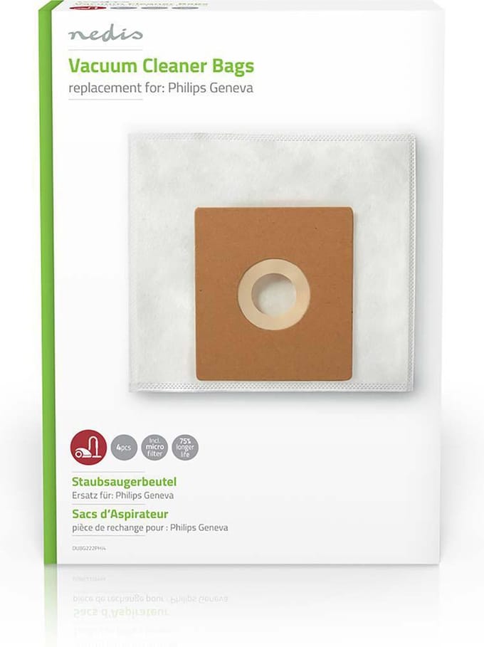 Nedis Stofzuigerzak - 4 Stuks - Synthetisch - Meest verkocht voor: Philips - Wit