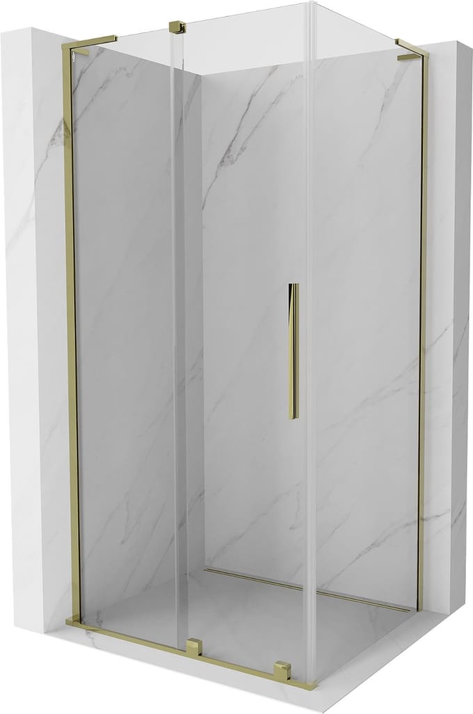 Mexen Velar L schuifbare douchecabine 100 x 85 , transparant, goud - 871-100-085-03-50