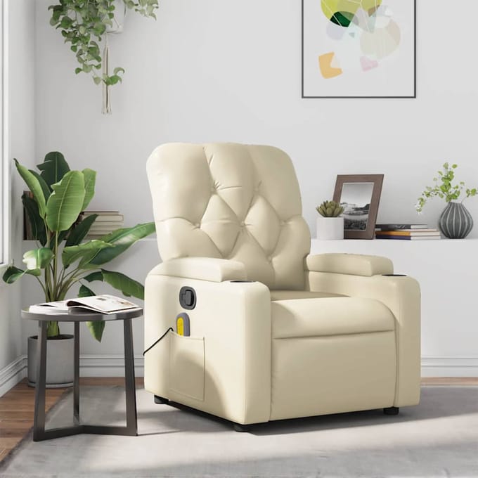 vidaXL - Massagestoel - verstelbaar - kunstleer - crème
