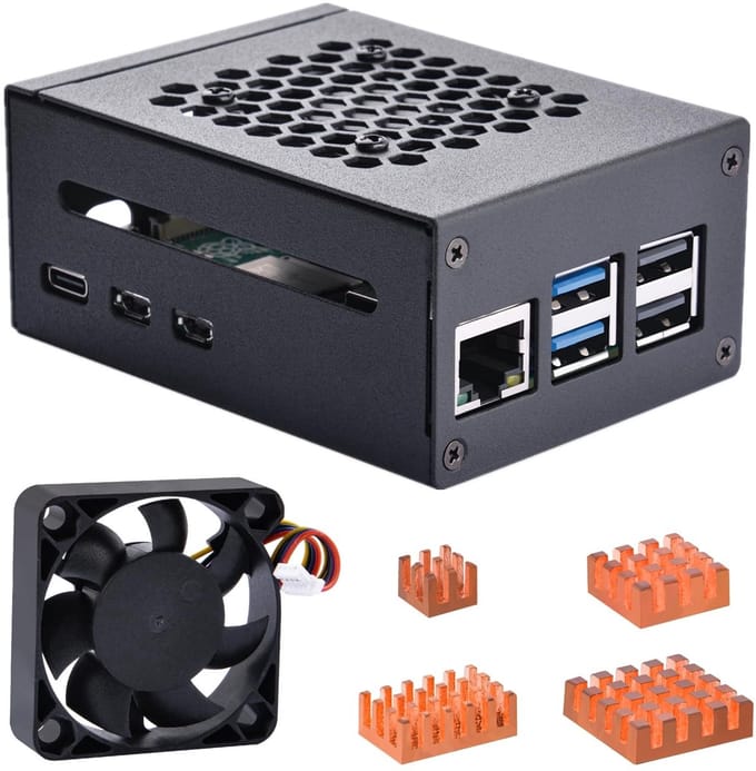 Allecto - Metalen Behuizing - Raspberry Pi 5 - Actieve Koeler - Compact - PCIe M.2 NVMe SSD Ondersteuning - Bescherming en Koeling - Raspberry Pi A...
