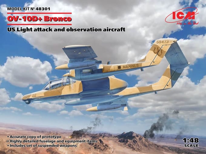 ICM Modelbouwpakket Militaire voertuigen - 48301 OV-10D+ - US Attack Aircraft Plastic - 1:48 - Modelbouw
