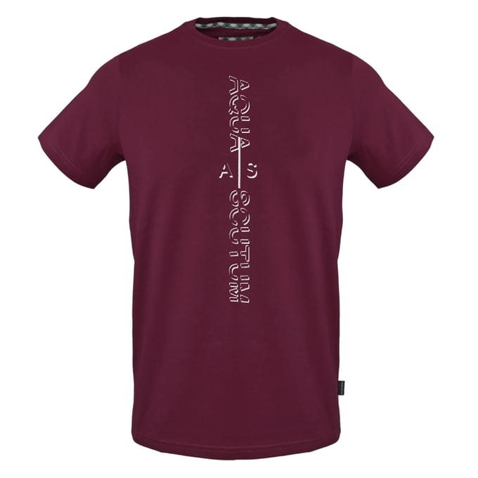 Aquascutum Heren verticaal logo T-shirt (Rood)