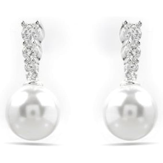 Luxenter oorbellen met witte parel zilverkleurige afwerking - Anvithi