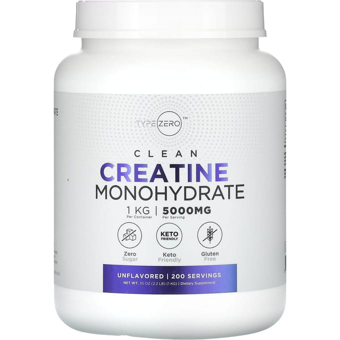 TypeZero, Clean, Creatine Monohydraat, Ongezoet, 5.000 mg, 1 kg (35 oz)