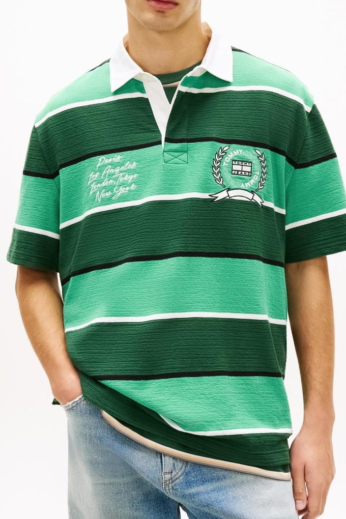 Tommy Hilfiger Tjm Relaxed Ss Stripe Polo Shadow Pine Stripe Größe: S | Poloshirts Outlet | Herren
