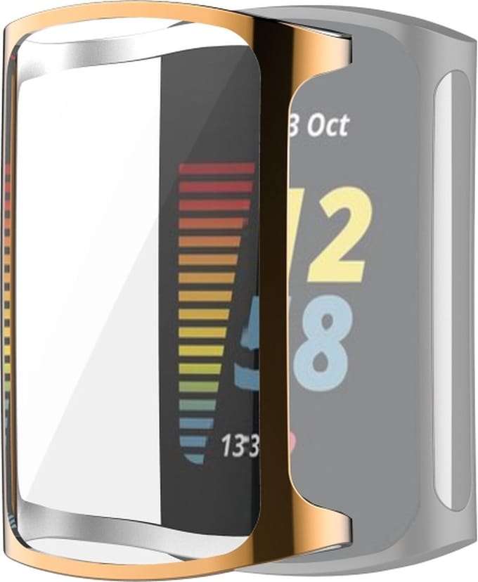 Screenprotector watch case - hoesje - geschikt voor Fitbit Charge 5 - rosegoud