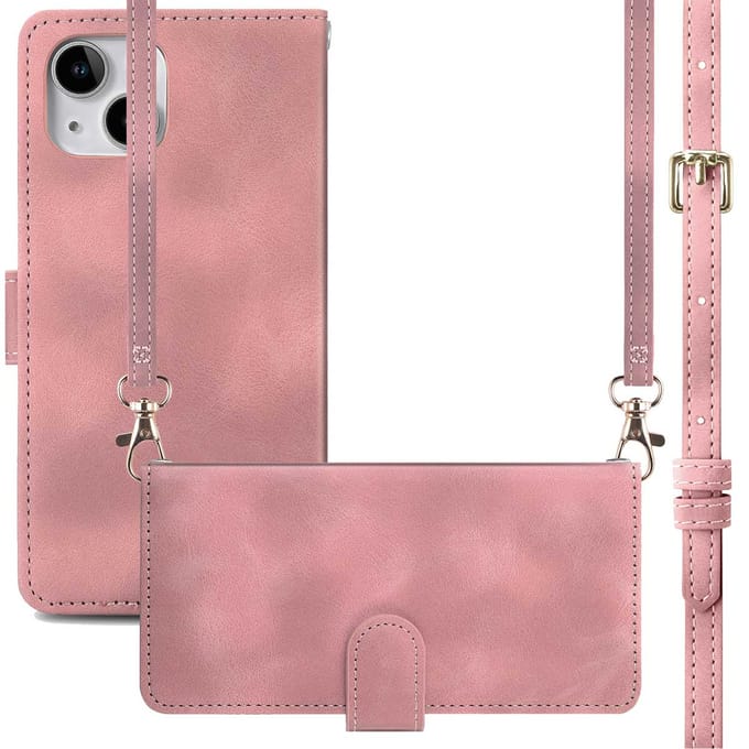 imoshion Hoesje - Geschikt voor Apple iPhone 14 / 13 - Bookcase met koord - Roze