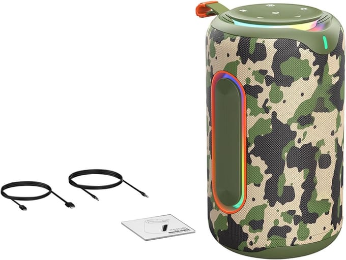 Draagbare Luidspreker - Bluetooth Speaker - Muziek Streamen - Krachtige Bas - 60 W - Camouflage