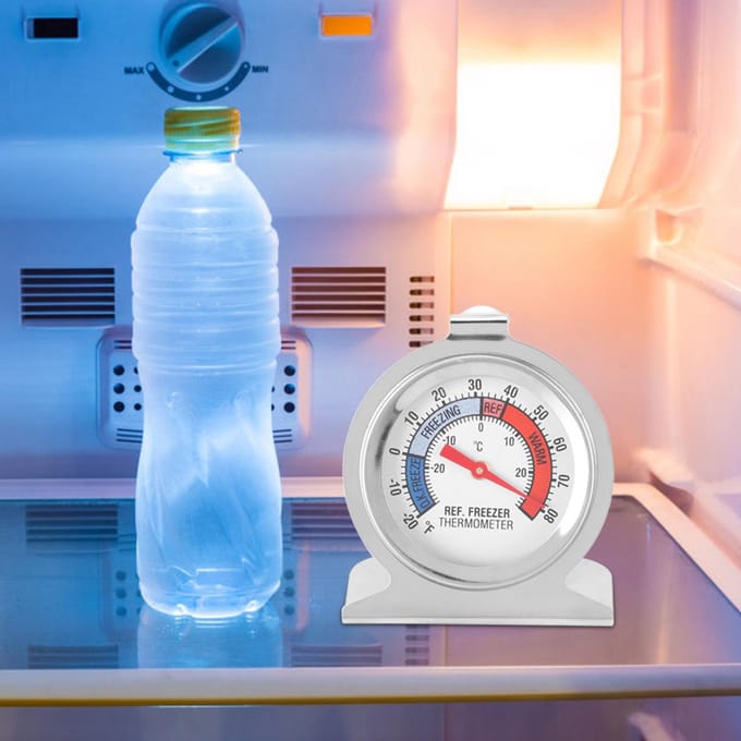 Thermomètre de réfrigérateur à grand cadran en acier inoxydable, outil de mesure de température gray