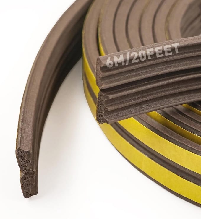 Dichtingsstrip Deur - Tochtstrip Raam - Tocht Weren - E-vormig Profiel - 4 mm dik - Bruin