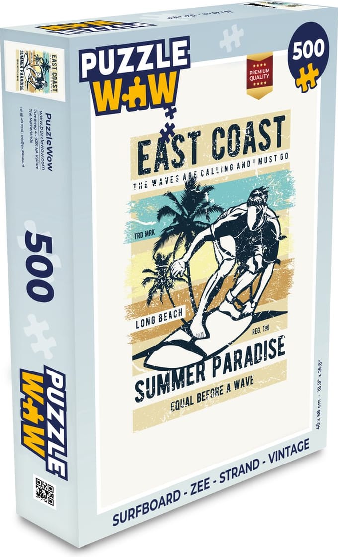 Puzzel Surfboard - Zee - Strand - Vintage - Legpuzzel - Puzzel 500 stukjes