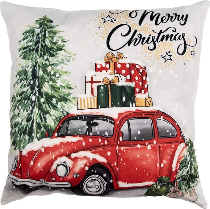 Clayre & Eef Kussenhoes 45x45 cm Beige Polyester Kerstboom