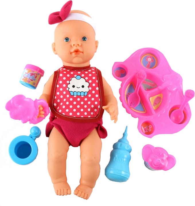 Falca Plas- En Drinkpop Met Accessoires 40 Cm Meisjes Roze 9-delig