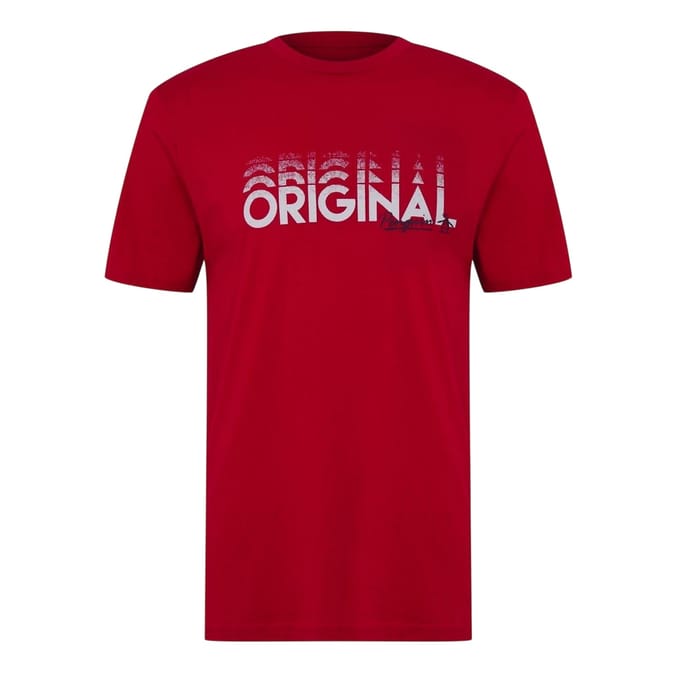 Original Penguin Heren Belettering Crew Hals Regular T-shirt (Salsa)