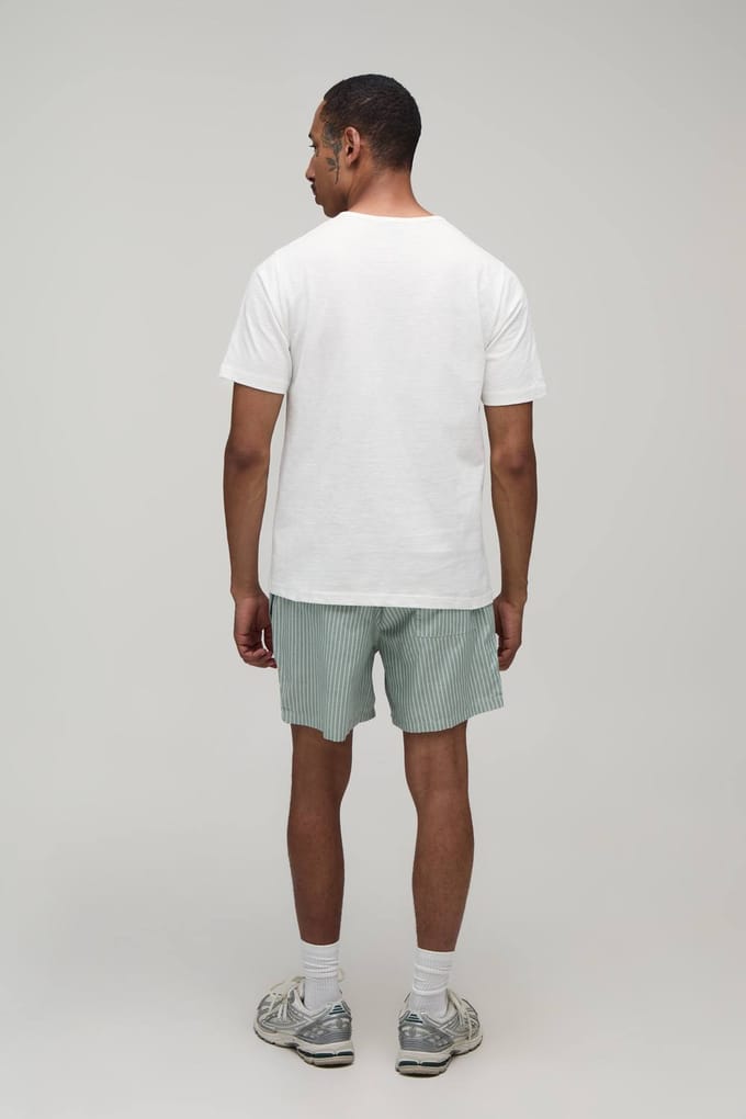 Relaxed Short Length Stripe Short | Green | Size Large