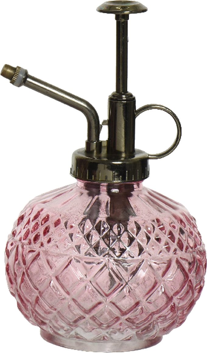 Decoris Plantenspuit/vernevelaar van glas - 450 ml - lichtroze - 10 x 10 x 15 cm