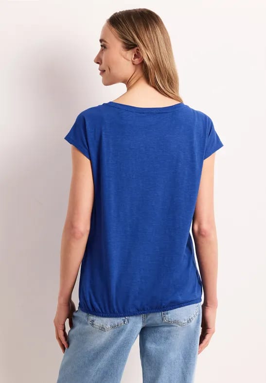 Shirt met ronde hals en rimpels