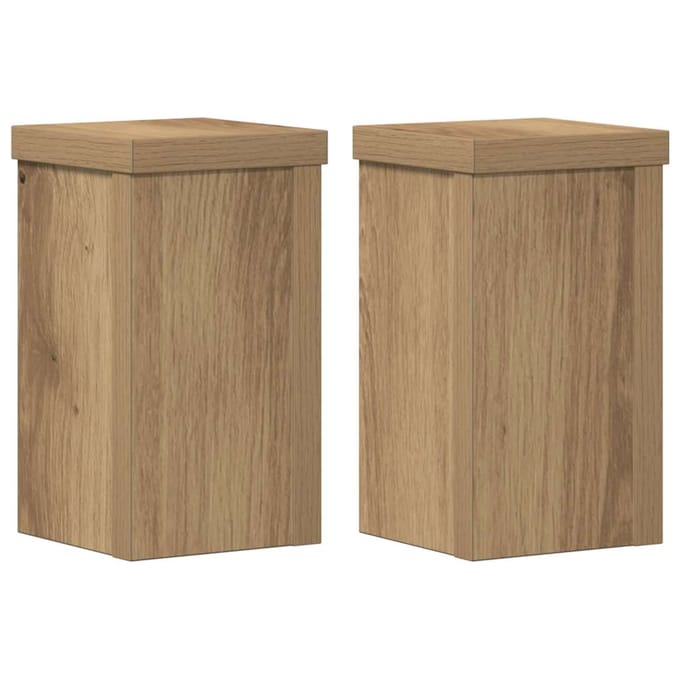 vidaXL - Plantenstandaards - 2 - st - 10x10x18 - cm - hout - artisanaal - eiken