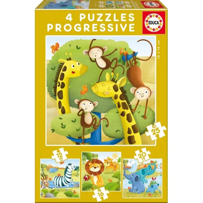 12-16-20-25 stukjes progressieve dierenpuzzel Educa