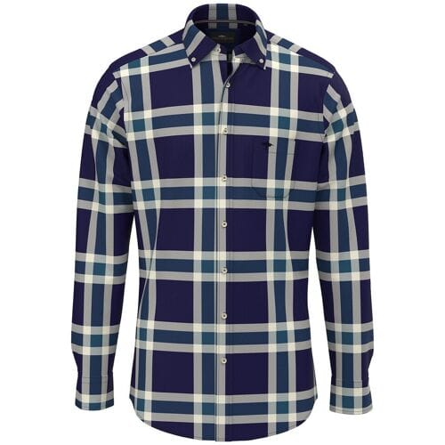 Fynch-Hatton Overhemd Big Check Button Down Navy / male