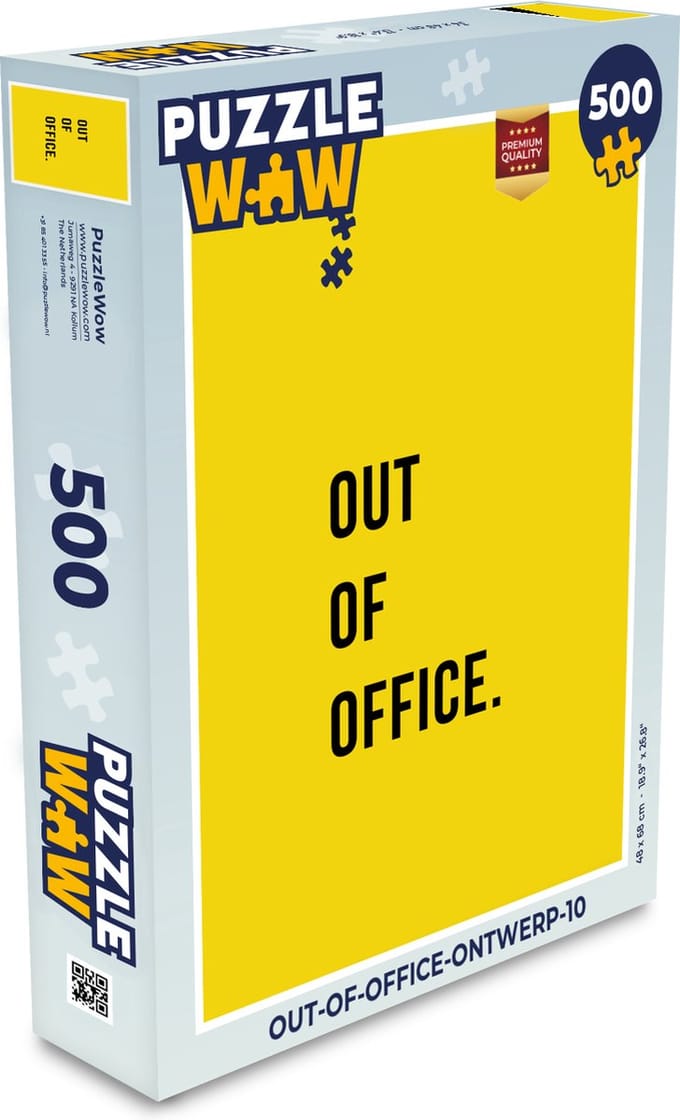 Puzzel Quotes - Out of office - Geel - Legpuzzel - Puzzel 500 stukjes