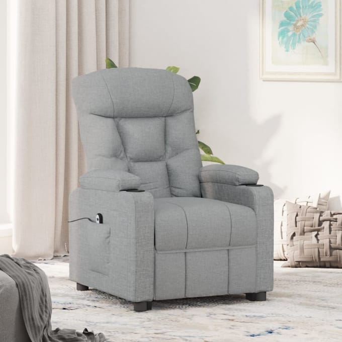 vidaXL - Fauteuil - elektrisch - verstelbaar - stof - lichtgrijs