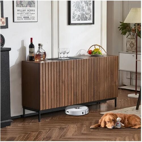 Merax Dressoir met 3 deuren - 150 x 40 x 80 cm - MDF hout - Verstelbare planken - 3D golvend design - Bruin