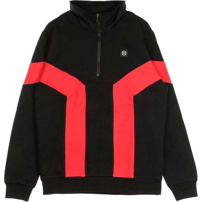Gravity herensweatshirt met halve rits, zwart/rood