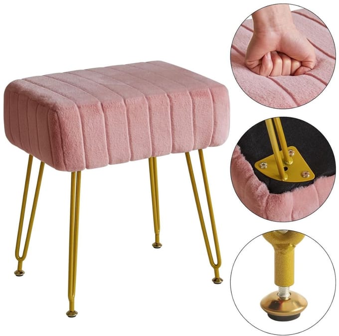 KAD® Kaptafel Stoel - Stoel - Kruk - Roze - 40cm x 30cm x 46cm