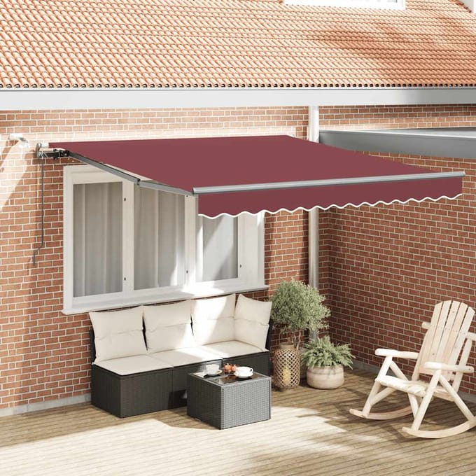 vidaXL - Uitschuifbare - luifel - Bordeauxrood - 300 - x - 250 - cm - Polyester