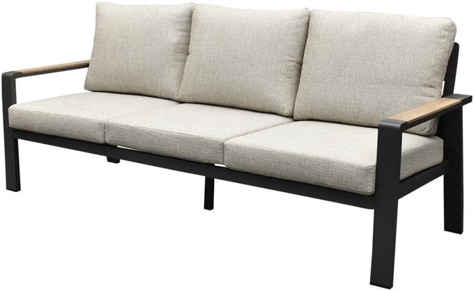 Lola 3-zitsbank aluminium antraciet soft grey kussens