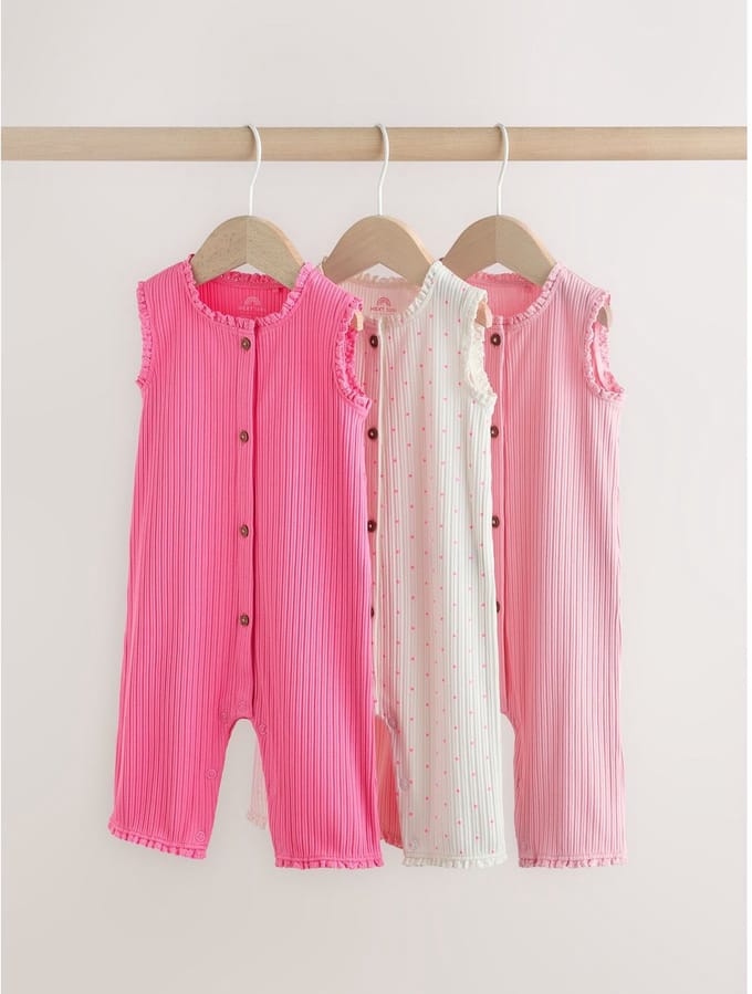 Next - Meisjes - Verpakking van 3 jersey babyrompertjes - Roze