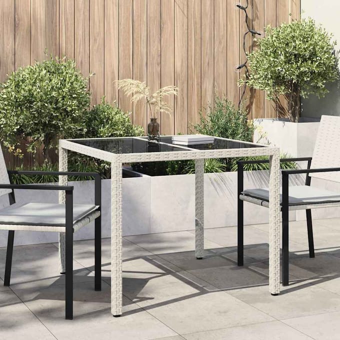 vidaXL Tuinstafel Wit 90 x 90 x 75 cm poly rattan