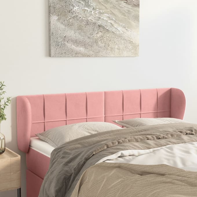 vidaXL - Hoofdbord - met - randen - 147x23x78/88 - cm - fluweel - roze