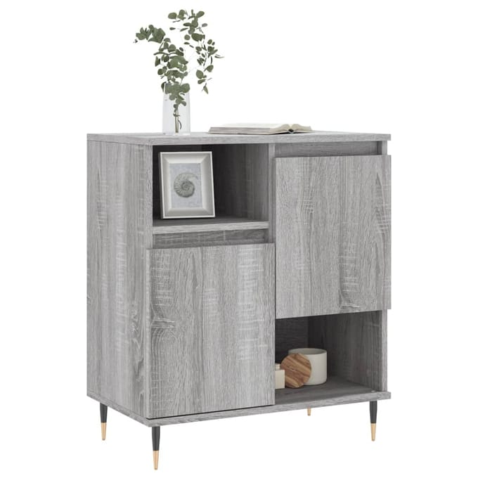 vidaXL - Dressoir - 60x35x70 - cm - bewerkt - hout - grijs - sonoma - eikenkleurig