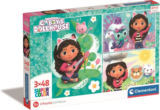Clementoni Kinderpuzzels - Gabby's Dollhouse 3 Puzzels van 48 Stukjes, Puzzel, 4+ jaar - 25290