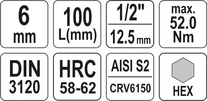 Yato - Dopsleutelset - 6mm - 1/2 inch - Chrome-Vanadium Staal