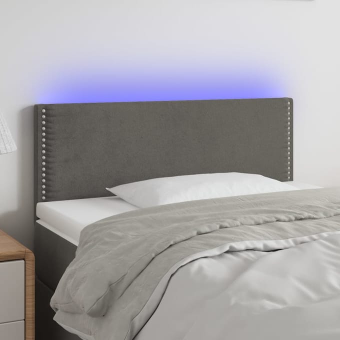 vidaXL - Hoofdbord - LED - 100x5x78/88 - cm - fluweel - donkergrijs