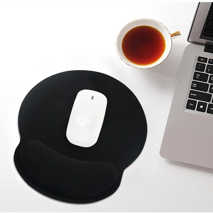 Tapis de souris repose-poignet en mousse à mémoire de forme, Design ergonomique, pour bureau, avec Support de poignet antidérapant noir