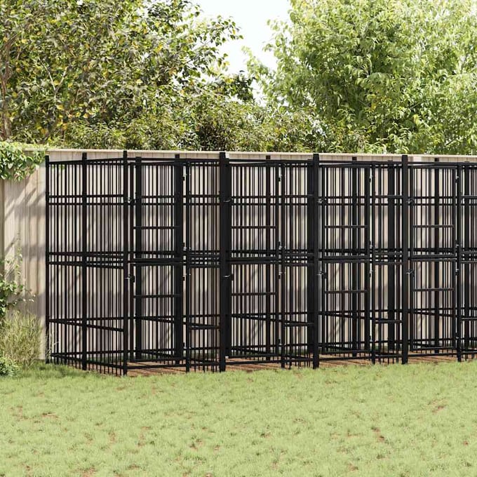 vidaXL Hondenkennel 12,9 m² staal