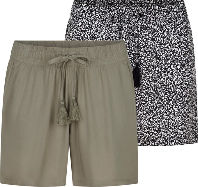 DENIMFY Dames Short DFLia 2 Pack regular/straight Veelkleurig S Volwassenen Zomerbroek - Elastische Taille