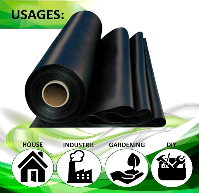 Rubberplaat voor verschillende toepassingen - 10 cm breed x 2 m lang, 3 mm dik
